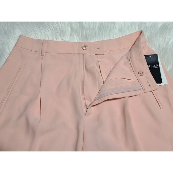 NWT|Lauren Ralph Lauren Pleated Georgette Shorts, Pale Pink, 6 - Picture 7 of 12